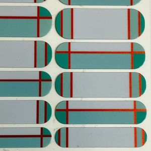 Jamberry Nail Wraps Hopscotch style teal green white copper red metallic style